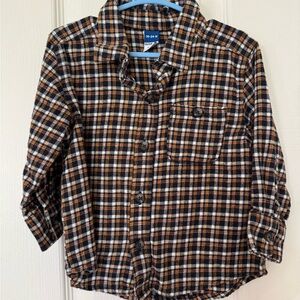 Old Navy Kids Plaid Shirt - Black, White, and Orange